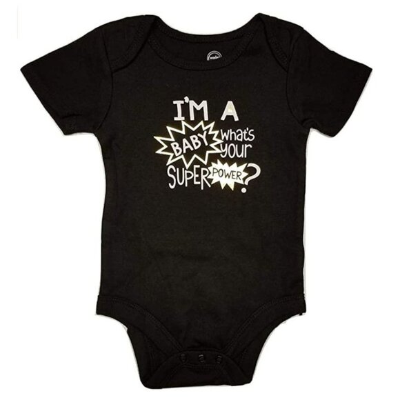 I'm a Baby What's Your Super Power? Baby One Piece Bodysuit 12mos LH4317 - Picture 1 of 2